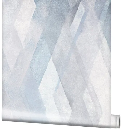Vliestapete Rauten-Muster blau-weiß - Marburg Shades 32448 - Moderne Wandtapete in geometrischem Design, abziehbar und waschbar, ideal für alle Zimmer.