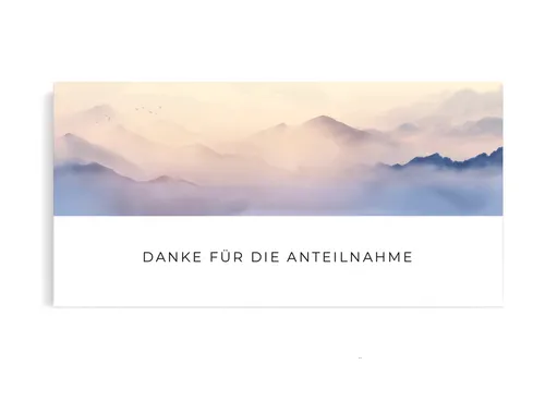 Danksagungskarten Trauer mit Umschlag, 12 Trauerkarten Danksagung "Berge"