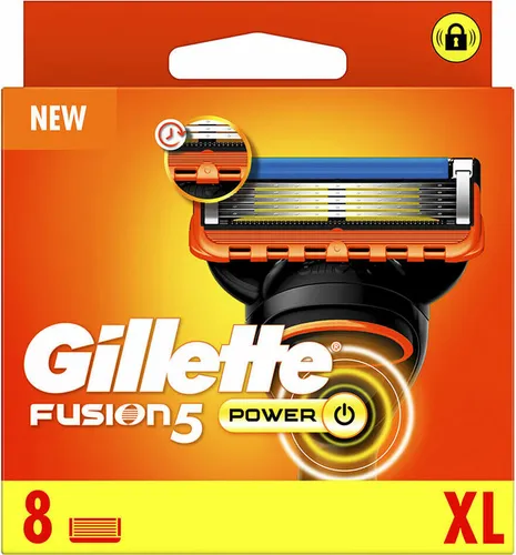 Gillette Fusion Power Blades 8 Refill Blade - Nassrasierer, 8 hochwertige Klingen für eine sanfte und gründliche Rasur, ideal für empfindliche Haut.