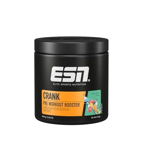 ESN Crank, Sour Power, 380 g, Pre Workout Booster mit Koffein, vegan - made in Germany