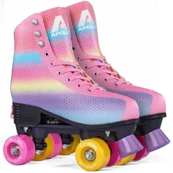 Apollo Disco Roller – Verstellbare Quad-Skates für Kinder und Erwachsene - Inliner für alle Altersgruppen, größenverstellbar von 31 bis 42. Hoher Fahrkomfort dank weichem Kunstleder und ABEC-7-Kugellager für unbeschwerten Fahrspaß.