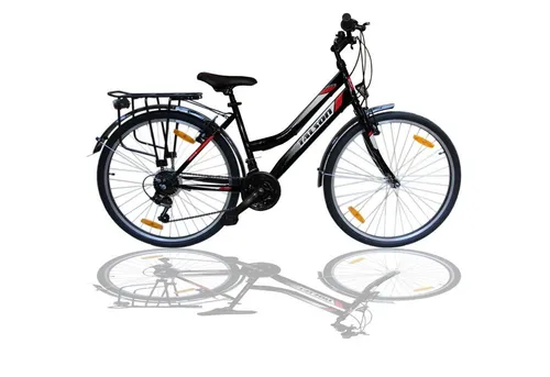 Talson City-Fahrrad 26 Zoll mit Shimano-Schaltung - Citybike mit 21-Gang Shimano Drehgriffschaltung, batteriebetriebener Beleuchtung und Gepäckträger, ideal für Stadtfahrten und kurze Strecken.