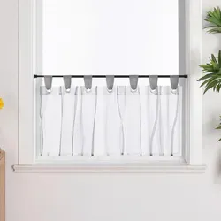 Kurzgardine scheibengardine, Weiß, Hellgrau, Textil, Streifen, 90x30 cm, ohne Technik, Wohntextilien, Gardinen & Vorhänge, Fertiggardinen, Scheibengardinen