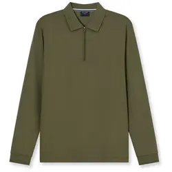 OLYMP Langarm-Poloshirt unifarben, Polokragen, regular fit, casual grün M (48/50)