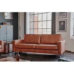 KAWOLA Sofa VILNIUS, Couch Lederfaserstoff, 2-Sitzer oder 3-Sitzer, verschiedene Farben braun 206 cm x 85 cm x 99 cm