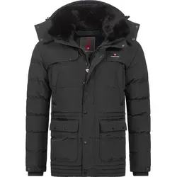 Höhenhorn 27J12 Achalm Herren Winter Jacke Schwarz Gr. XL - Funktionsjacke mit gefütterter Kapuze und abnehmbarem Kunstfell, winddicht und wärme-isolierend, ideal für kalte Wintertage.