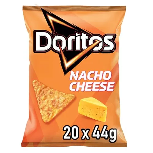Doritos Nacho Cheese -Tortilla Nachos mit Käse Geschmack - Herzhafter Snack zum Knabbern aus Mais (20 x 44g)