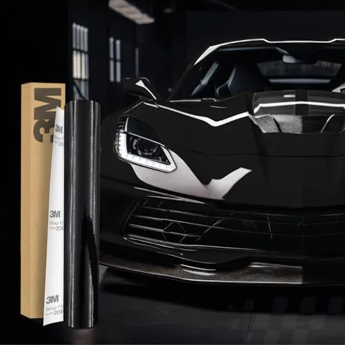 3M 2080 Car Wrapping Folie 30x152cm Selbstklebende Autofolie für Auto Motorrad Boot 3D Lackschutzfolie mit Luftkanälen zum Folieren (HG12 High Gloss Black)