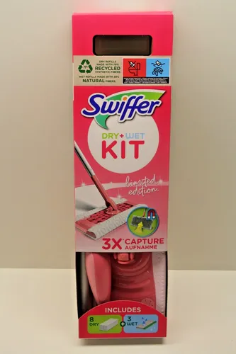 Swif Systemstarter (Bodenstab+8Tücher) pk Limited Edition pink - Hochwertiger Nass- & Trockenmopp, flexibel und langlebig für eine gründliche Reinigung