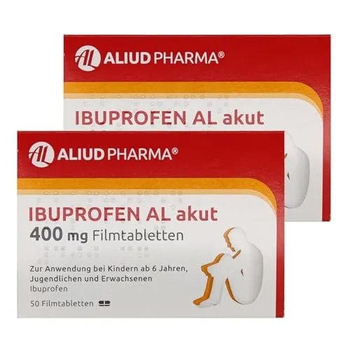 Ibuprofen AL akut Schmerztabletten 400mg Hilfe bei Kopfschmerzen, Regelschmerzen, Zahnschmerzen I im Sparset mit Pharma Perle give-away (Ibuprofen AL 2x 50 St.)