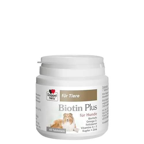 Doppelherz Für Tiere Biotin Plus Tabletten für Hunde - Arzneimittel zur Unterstützung der Hautgesundheit bei Hunden, mit wertvollen Vitaminen und Omega-3 Fettsäuren für ein glänzendes Fell.