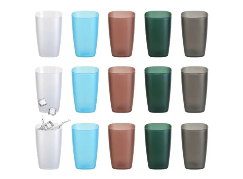 Engelland Becher Plastikbecher, Trinkbecher, 250 ml, 15-tlg., Kunststoff, BPA-frei, bruchfest, Frostoptik, stapelbar, wiederverwendbar, Mehrweg