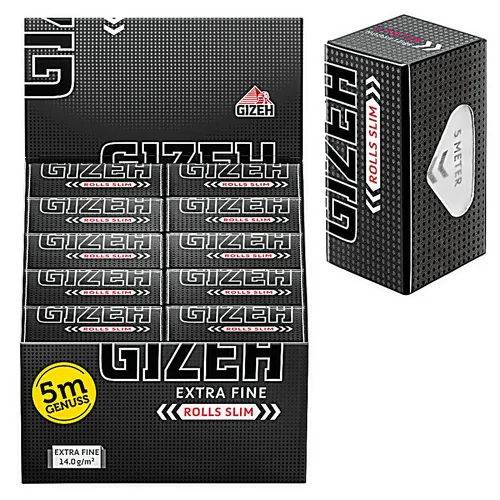 20er Box GIZEH Black Rolls Slim je ca.5m lang Endlospapier Papers extra fine