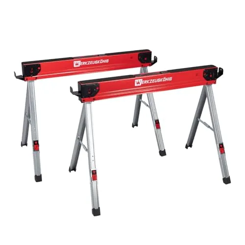 Werkzeugkönig Heavy Duty Arbeitsbock 2 Stück - Stabiler, zusammenklappbarer Arbeitsbock, ideal für schwere Lasten bis 500 kg. Platzsparend und sofort einsatzbereit – kein Zusammenbau nötig. Perfekt für professionelle Anwendungen.