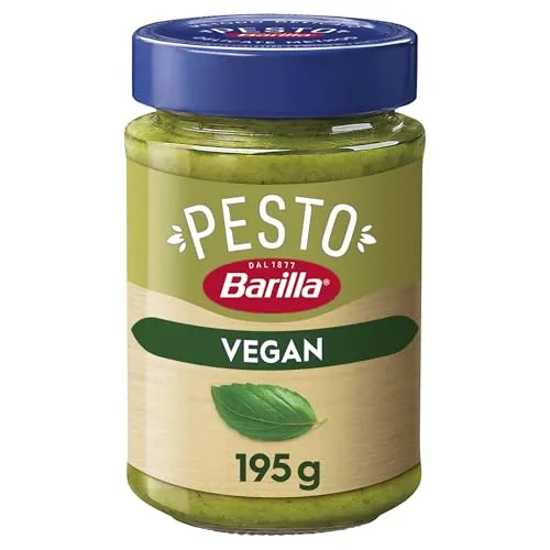 Barilla Pesto Basilico Vegan 1x195g | Glutenfreie Italienische Pasta-Sauce mit Basilikum und Cashewnüssen, vegetarische Nudel-Soße, grünes Pesto