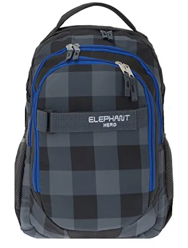 Elephant HERO SIGNATURE Rucksack (Plaid Black) - Tagesrucksack mit 30 L Stauraum, Super Soft AIR 3D Rücken für höchsten Tragekomfort, ideal für Schule und Freizeit.