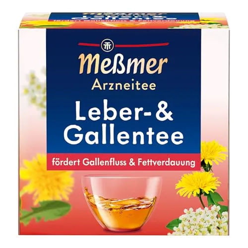 Meßmer Leber- & Gallentee mit Pfefferminzblättern - Aromatischer Kräutertee mit Pfefferminzblättern und Löwenzahn, ideal für eine genussvolle Teepause. Perfekt für die tägliche Auszeit und zur Unterstützung der Verdauung.
