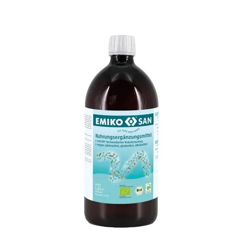 EMIKOSAN 1,0 Liter - Fermentierter Kräuterauszug - Pflanzliche Heilmittel für die gesamte Familie, bio und vegan. Unterstützt antioxidative Systeme und Wohlbefinden mit effektiven Mikroorganismen.
