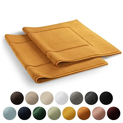 Blumtal 2er Set Premium Frottier Badematte - Badeteppich Oeko-TEX® Zertifiziert, waschbarer Badvorleger 50x80cm, saugstark & weich, Pumpkin Spice - braun