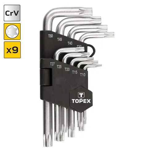 tlg Innensechsrund Winkelschlüssel kurz CrV T10 bis T50 Set Torx kompatibel 9