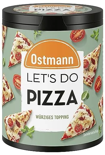 Ostmann Gewürze - Let's Do Pizza Topping | Gewürzzubereitung für Pizza wie in Italien | Würziges Topping mit mediterranen Kräutern und geröstetem Knoblauch | 25 g in recyclebarer Metalldose