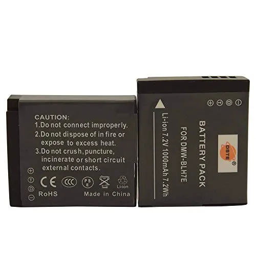 DSTE 2-Pack Ersatz Batterie Akku for Panasonic MW-BLH7E DMW-BLH7PP DMW-BLH7GK Lumix DMC-GM1 DMC-GM1D DMC-GM1K DMC-GM1KD DMC-GM1KEB DMC-GM1KK DMC-GM1KS DMC-GM1KW DMC-GM1S DMC-GM1W DMC-GF7K Kamera