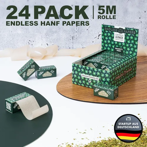 24x Granny's® Organic Hanf Endless Papers | 45mm Breite(5 Meter)| aus Hanfpapier