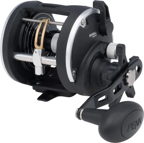 PENN Rival Level Wind Rollen, Schwarz/Silber - Hochwertige Angelrolle mit leichtem Graphitrahmen und Auto-Engaging Getriebe für reibungsloses Angeln. Ideal für anspruchsvolle Angler, die Leistung und Zuverlässigkeit suchen.