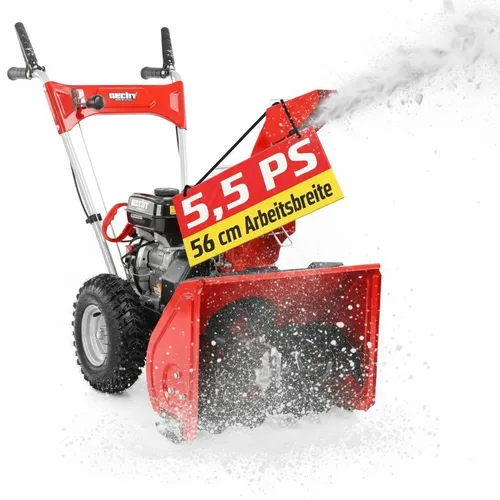 HECHT Benzin Schneefräse 9555 – 56 cm Arbeitsbreite, 5 PS - Leistungsstarke Schneefräse mit 56 cm Arbeitsbreite und 4-Takt-Benzinmotor für effiziente Schneeräumung. Flexibel einsetzbar mit 4 Vorwärts- und 1 Rückwärtsgang für alle Schneeverhältnisse.