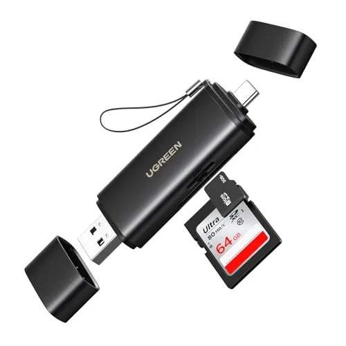 UGREEN USB C SD 4.0 Kartenleser USB Speicherkartenleser für SDXC, SDHC, MicroSD, MMC, RS-MMC, Micro SDXC, Micro SDHC, UHS-II und UHS-I Unterstützung 312 MB/s SD