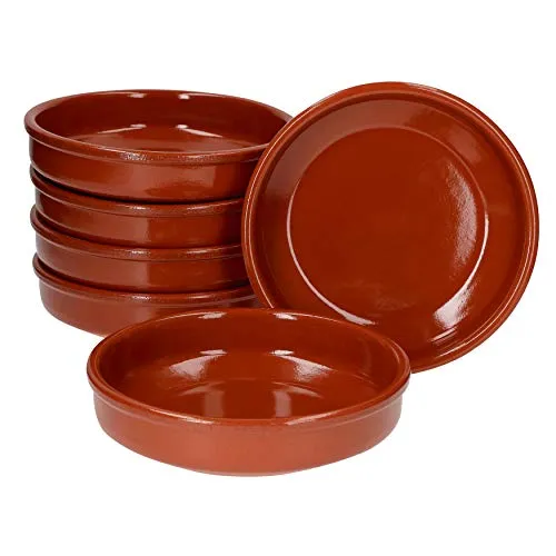MamboCat Tapas-Schale 6er Set Cazuela Ton-Schale Bruno Ø 20cm - Snackschalen aus handgefertigtem Ton, ideal für Brunch und Buffet. Jede Schale ist ein Unikat mit exzellenter Wärmeverteilung und für alle Herdarten geeignet.