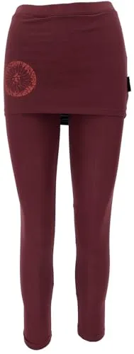 GURU SHOP Yoga-Hose mit Minirock - Dattelbraun, Damen, Size:S - Bequeme Yogahose aus Bio-Baumwolle mit Elasthan für optimale Bewegungsfreiheit. Ideal für aktive Frauen, die Komfort und Stil schätzen.