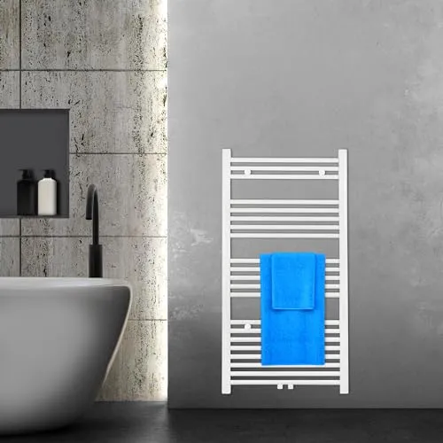 VILSTEIN® Badheizkörper [115x60cm] - Handtuchheizkörper Elektrisch Nutzbar - Handtuchtrockner Badezimmer - Handtuch Heizkörper Bad mit Seitenanschluss - Handtuchheizung - Wandheizkörper (Weiß)