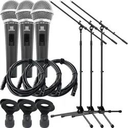 Pronomic DM-58 Vocal Mikrofon 3er Starter Set - Mikrofone für Gesang und Sprache, extrem ausgewogener Klang mit hervorragender Richtwirkung und integriertem Popschutz, ideal für Live-Performances und Aufnahmen.