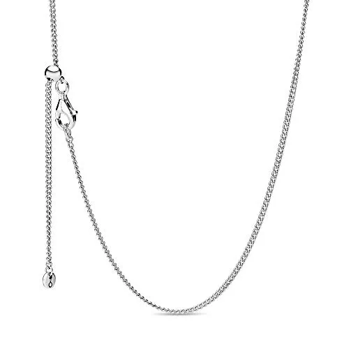 PANDORA Damen-Kette ohne Anhänger 925 Sterling Silber - Ketten für Damen, vielseitige Halskette aus 925 Sterling Silber mit verstellbarer Länge und Schiebeverschluss für individuellen Stil und moderne Lagenlooks.