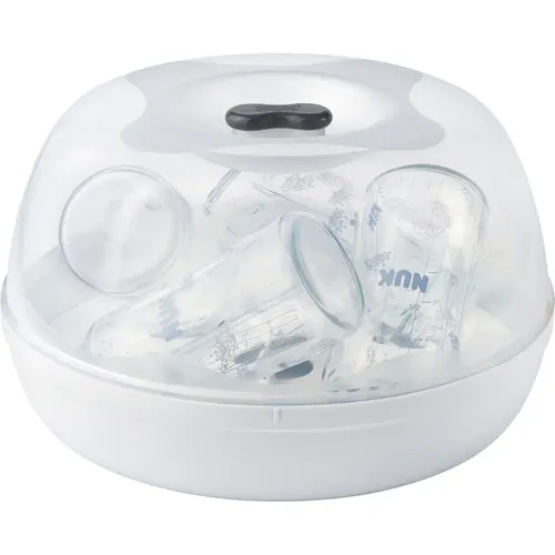NUK Micro Express Mikrowellen Dampf-Vaporisator - Sterilisator für sicheres Dämpfen von Babyflaschen und -zubehör, effizient und schnell in der Mikrowelle einsetzbar.