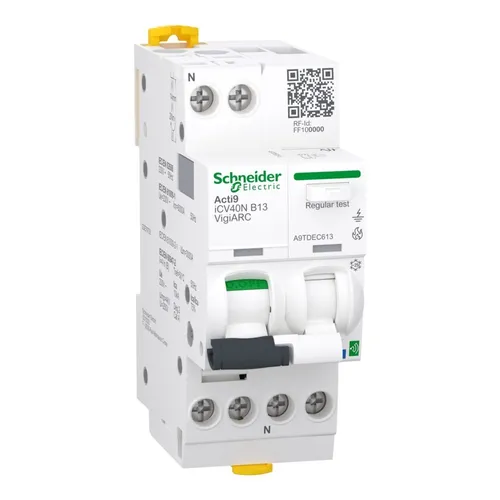 Schneider Electric Brandschutzschalter A9TDEC613 IP20 - Trenn- & Lastschalter mit hoher Sicherheit: Auslösecharakteristik C, 6 kA Bemessungsabschaltvermögen und integrierter Brandschutz für zuverlässigen Schutz in Ihrem Zuhause.