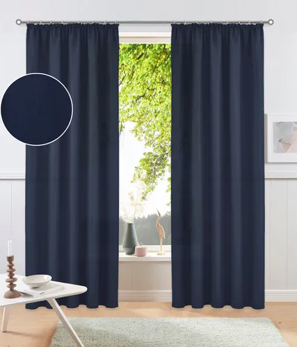 Otto Home Vorhang "Raja" Dunkelblau, 245cm, Kräuselband - Elegante Vorhänge für dein Wohnzimmer: Der blickdichte Vorhang "Raja" in Dunkelblau sorgt für stilvolle Akzente. Ideal für eine moderne Raumgestaltung und pflegeleicht dank hochwertigem Material.