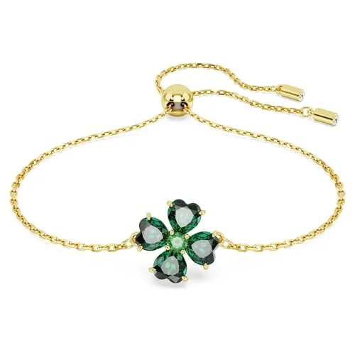 Swarovski Idyllia Armband - Vergoldetes Damenarmband mit Glücksklee-Motiv - Armbänder für Damen: Luxuriöses, verstellbares Armband mit strahlenden grünen Swarovski Kristallen, ideal für trendige Looks und besondere Anlässe.