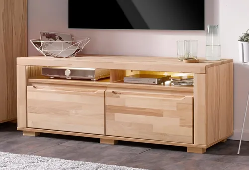 Lowboard HOME AFFAIRE "Denis", beige - Vielseitiges Möbelstück für jeden Raum - TV-Halterungen, praktisches Lowboard aus teilmassiver Kernbuche, ideal für kleine Räume und Dachschrägen, bietet Stauraum und schicke Optik.