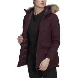 adidas Wintermantel Utilitas Hooded Parka - Violett Damen Größe L - Funktionsjacken, warm gefüttert mit abnehmbarem Kunstpelz für einen stylischen Look, ideal für kalte Tage in der City oder beim Outdoor-Action.