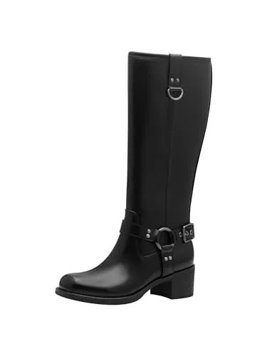 MARCO TOZZI Damen Hohe Stiefel mit Absatz Kniehoch mit Blockabsatz, Schwarz (Black), 39 EU