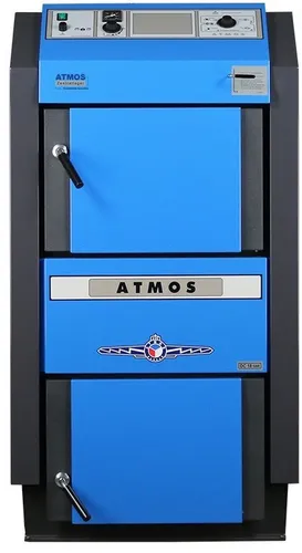 ATMOS Holzvergaserkessel DC50GSE - 49 kW Biomasseheizkessel mit Digitalsteuerung - Brenner & Kessel - Effizienter 49 kW Heizkessel mit Abschaltautomatik und digitaler Steuerung für umweltfreundliche Wärme in Ihrem Zuhause.