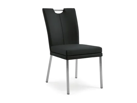 Niehoff Colorado Stuhl mit Griff – Leder Napoli schwarz - Eleganter Polsterstuhl mit robustem Edelstahlgestell, ideal für stilvolle Innenräume. Der Lederbezug sorgt für eine ansprechende Optik und hohen Komfort. Perfekt für gemütliche Essbereiche.