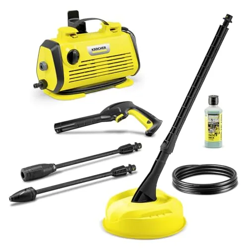 Kärcher Hochdruckreiniger K 3 Horizontal Plus Home - Hochdruckreiniger mit max. 120 bar Druck, ideal für die Reinigung von Autos und Terrassen. Inklusive Home Kit für spritzfreies Reinigen von Oberflächen.