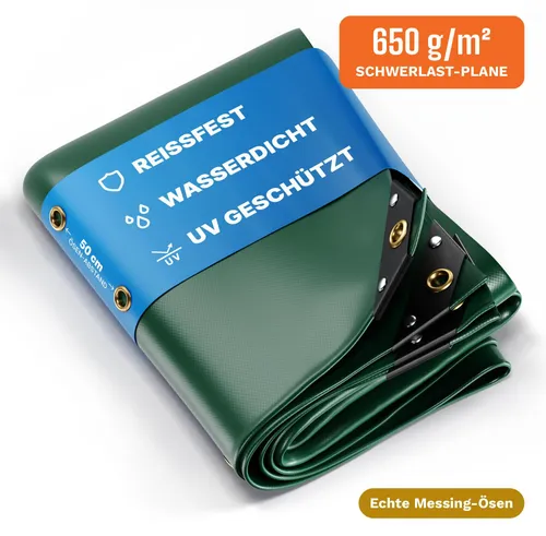 NEMAXX Premium Abdeckplane 300 x 500 cm - Wetterfeste Abdeckplane aus 650 g/m² PVC, reißfest und 100% wasserdicht mit stabilen Metallösen für einfache Befestigung. Ideal für Gartenmöbel, Pools und mehr.