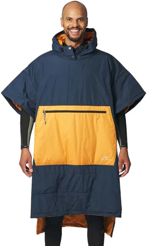 VOITED OUTDOOR Poncho 2025 ocean navy/desert - S/M - Outdoor Equipment: Wasserdichter und winddichter Poncho aus 100% recyceltem Material, ideal für Abenteuer und schnelles Umziehen nach dem Surfen.