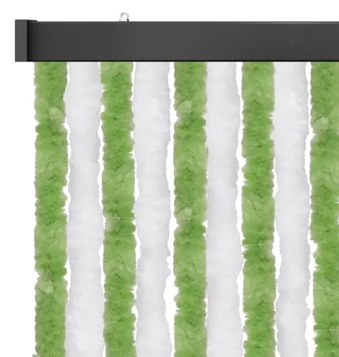 Arsvita Flauschvorhang 120x220 Unistreifen grün - weiß - Gardinen – Eleganter Sichtschutz aus hochwertigem Chenille, ideal für Türen. Schützt vor Insekten und unerwünschten Blicken, pflegeleicht und individuell kürzbar.