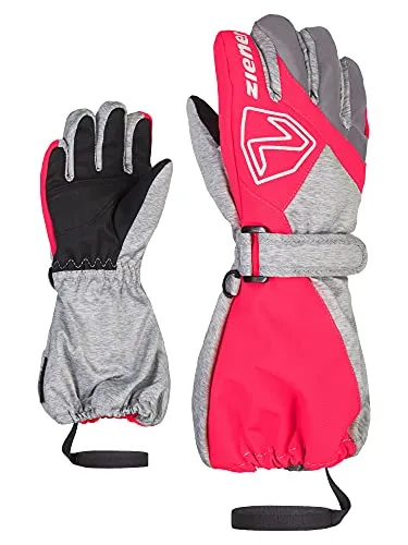 Ziener Lauro-z AS Glove Mini light mélange.neon pink (823758) 2 - Warme Skihandschuhe für Kinder, wasserdicht dank ZIENER AQUASHIELD Membran und mit reflektierenden Elementen für Sicherheit im Dunkeln.