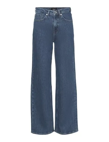 VERO MODA VMTESSA HR Wide Jeans - Weit geschnittene Jeans mit Gesäßtaschen und Münztasche, ideal für einen lässigen Look und hohen Tragekomfort.